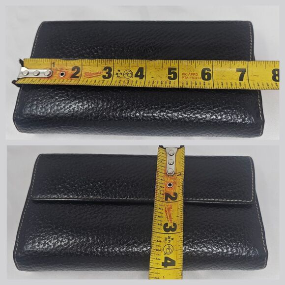 Kate Spade Wallet Womens Black Pebble Trifold Leather Wallet Made Italy 7.25"x4" - Picture 14 of 14